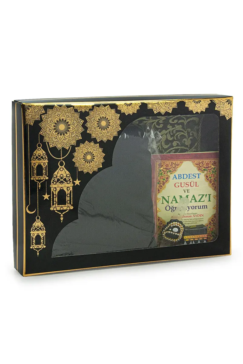 Black Women's Practical Headscarf Zippered One-Piece Prayer Dress Prayer Mat Set - 2