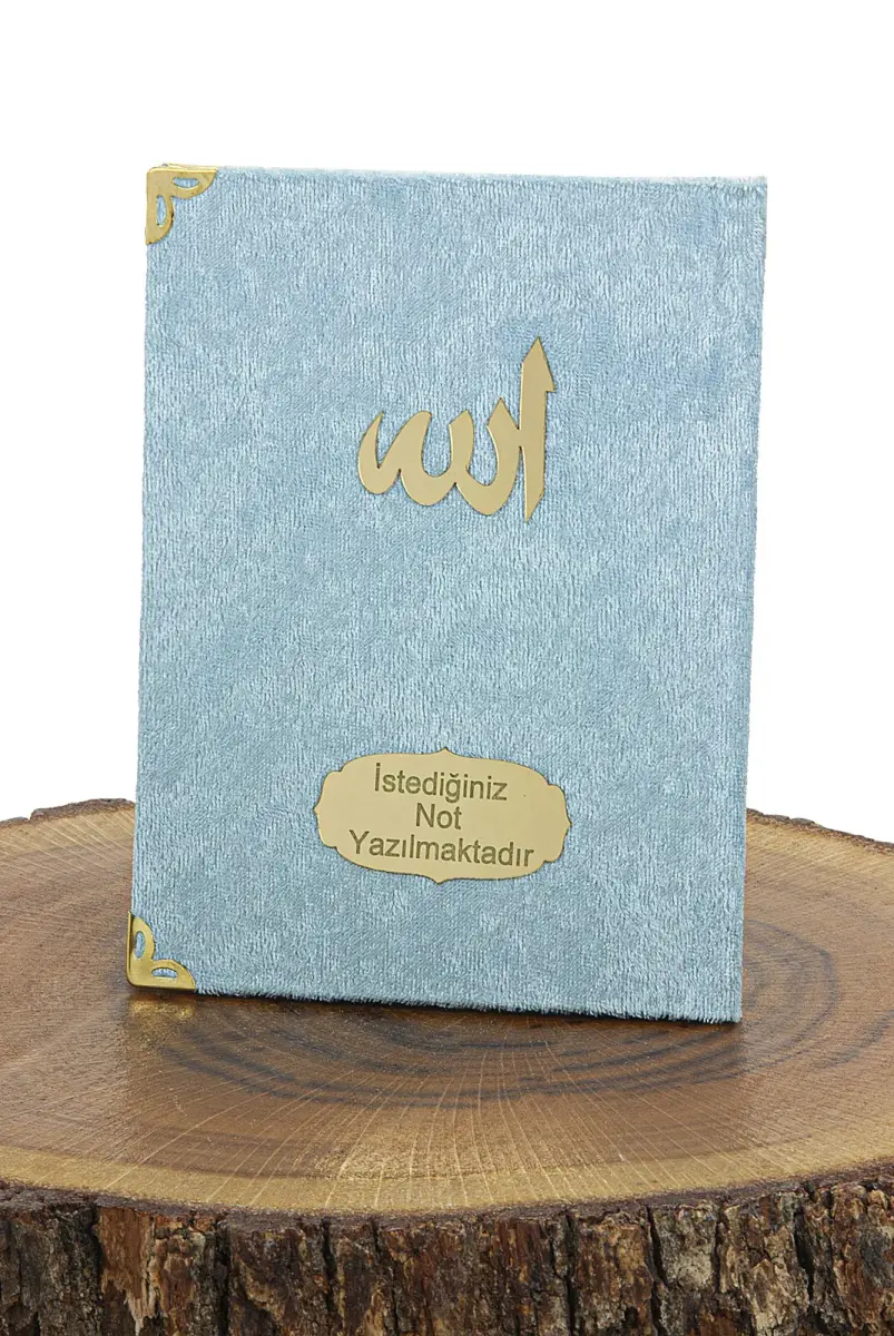Blue Mevlüt Gift Velvet Covered Yasin Book Prayer Beads Dowry Prayer Rug Set - 7