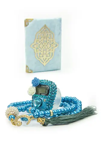 Blue Stone Chanting - Pocket Size Arabic Yasin-i Şerif - Hajj Umrah Gift Set with Pearl Prayer Beads - 2