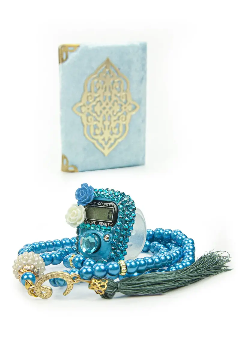 Blue Stone Chanting - Pocket Size Arabic Yasin-i Şerif - Hajj Umrah Gift Set with Pearl Prayer Beads - 2