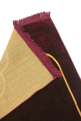 Bordo Minimal Mihraplı Kadife Seccade - İhvan (1)