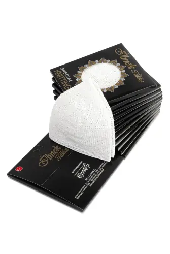 Bowknot Prayer Cap - White - Piece - İhvan (1)