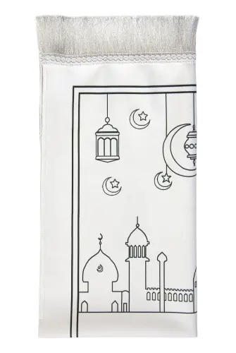 Boyamalı Yıkanabilir Eğitici Çocuk Seccadesi ve Tesbih Seti Mavi - 8