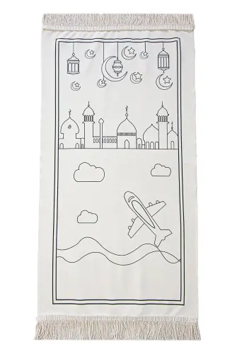 Boyamalı Yıkanabilir Eğitici Dini Oyuncak Çocuk Seccade Seti Mavi - 2