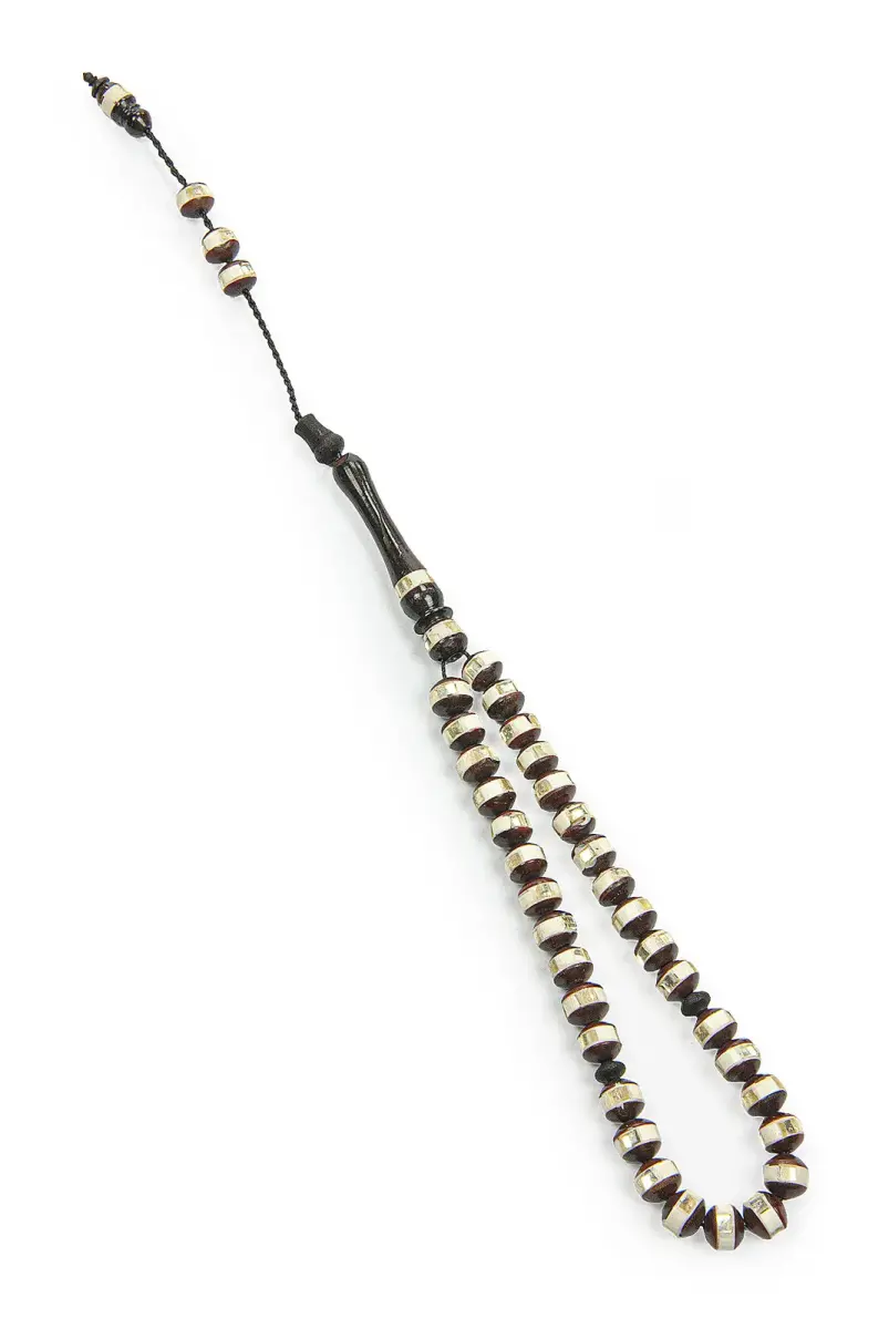 Brown and White Embroidered Gift Set of 33 Kuka Prayer Beads - 2