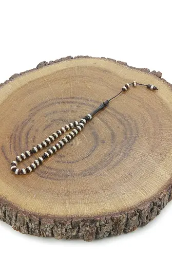 Brown and White Embroidered Gift Set of 33 Kuka Prayer Beads - 3