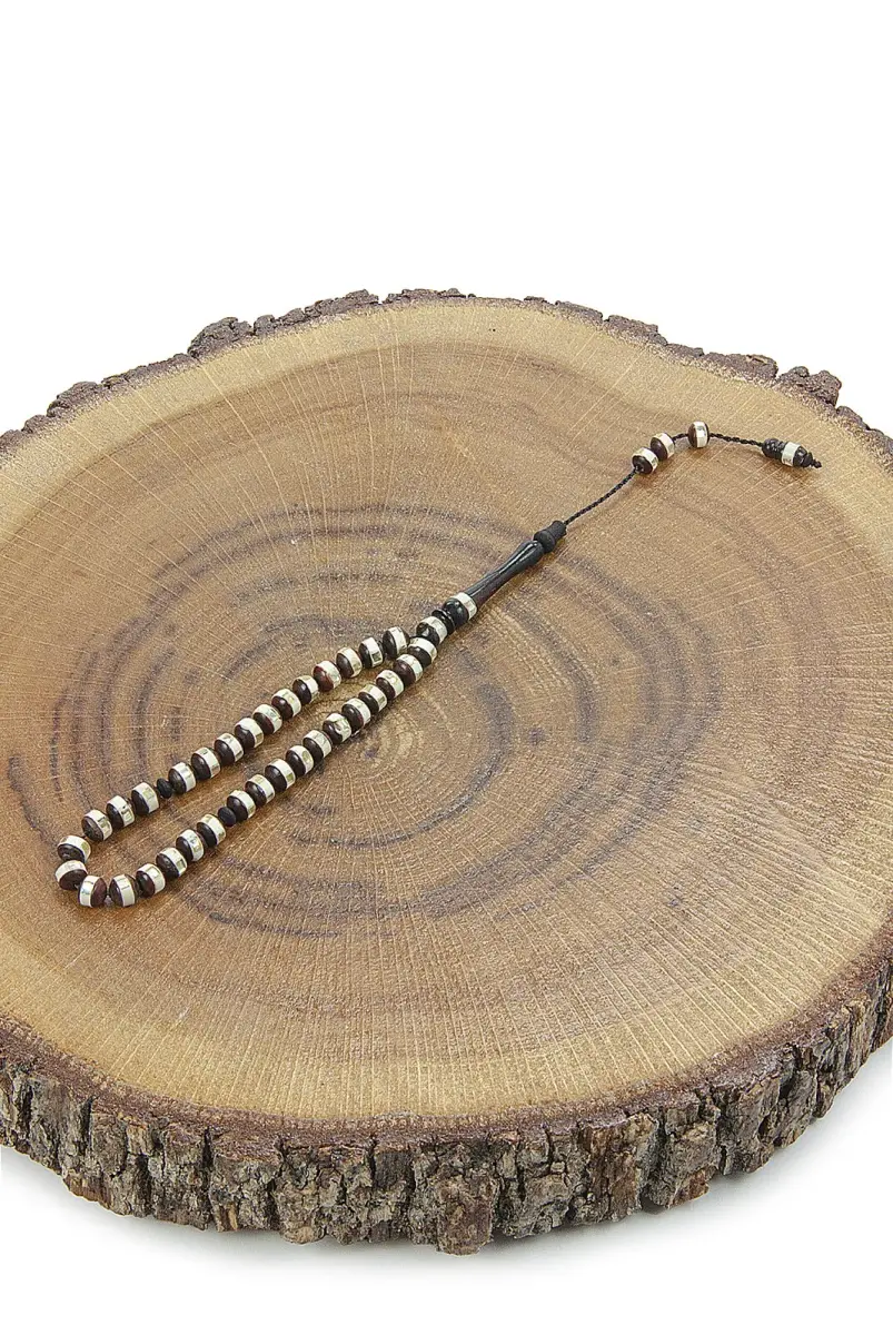 Brown and White Embroidered Gift Set of 33 Kuka Prayer Beads - 3