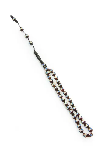 Brown Blue Embroidered Gift Set of 33 Kuka Prayer Beads - 3