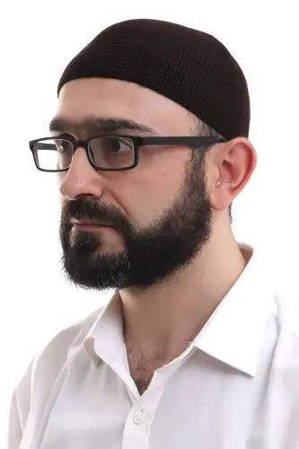 Brown Winter Dot Patterned Orlon Prayer Skull - 1