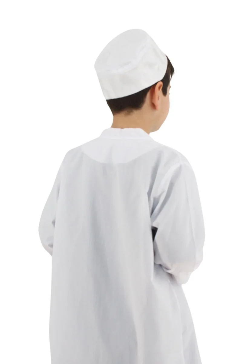 Buhara Yaka Namaz Elbisesi Erkek Çocuk Cübbe Beyaz (SFA) - 8