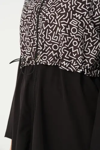 Büyük Beden Crop Detaylı Sporcu Tam Kapalı Tesettür Mayo 3015-25 Siyah - 7