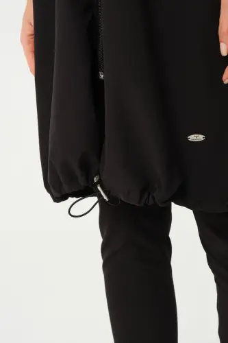 Büyük Beden Crop Detaylı Sporcu Tam Kapalı Tesettür Mayo 3015-25 Siyah - 8