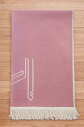  Canım Anneme - Cami Desenli Saçaklı Kadife Seccade - Pembe - 4