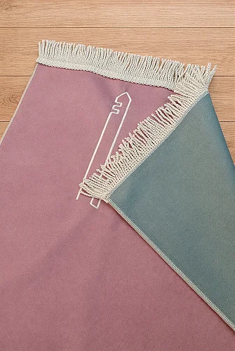  Canım Anneme - Cami Desenli Saçaklı Kadife Seccade - Pembe - 3