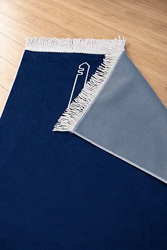 Canım Anneme - Cami Desenli Saçaklı Kadife Seccade - Lacivert - ihvanonline (1)