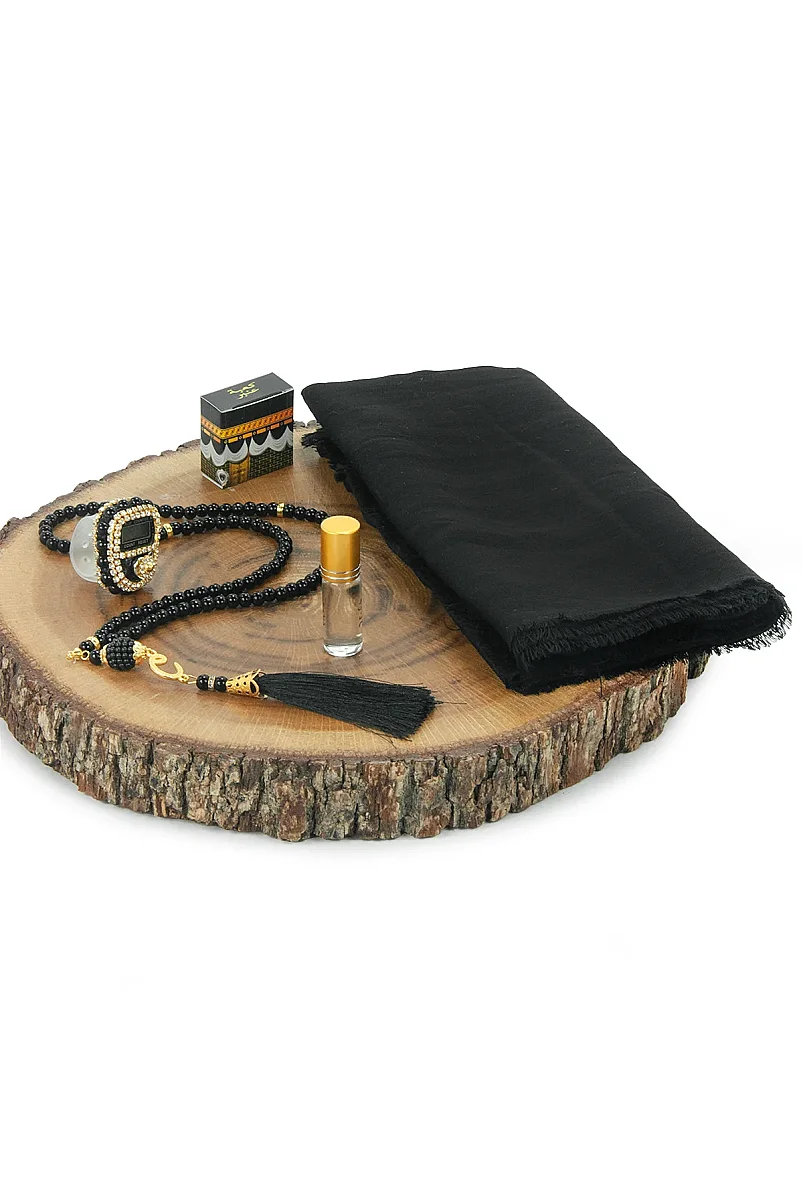 Anneler Gününe Özel - İnci Tesbih Zikirmatik Esans Şal Hediyelik Set - Siyah - 6