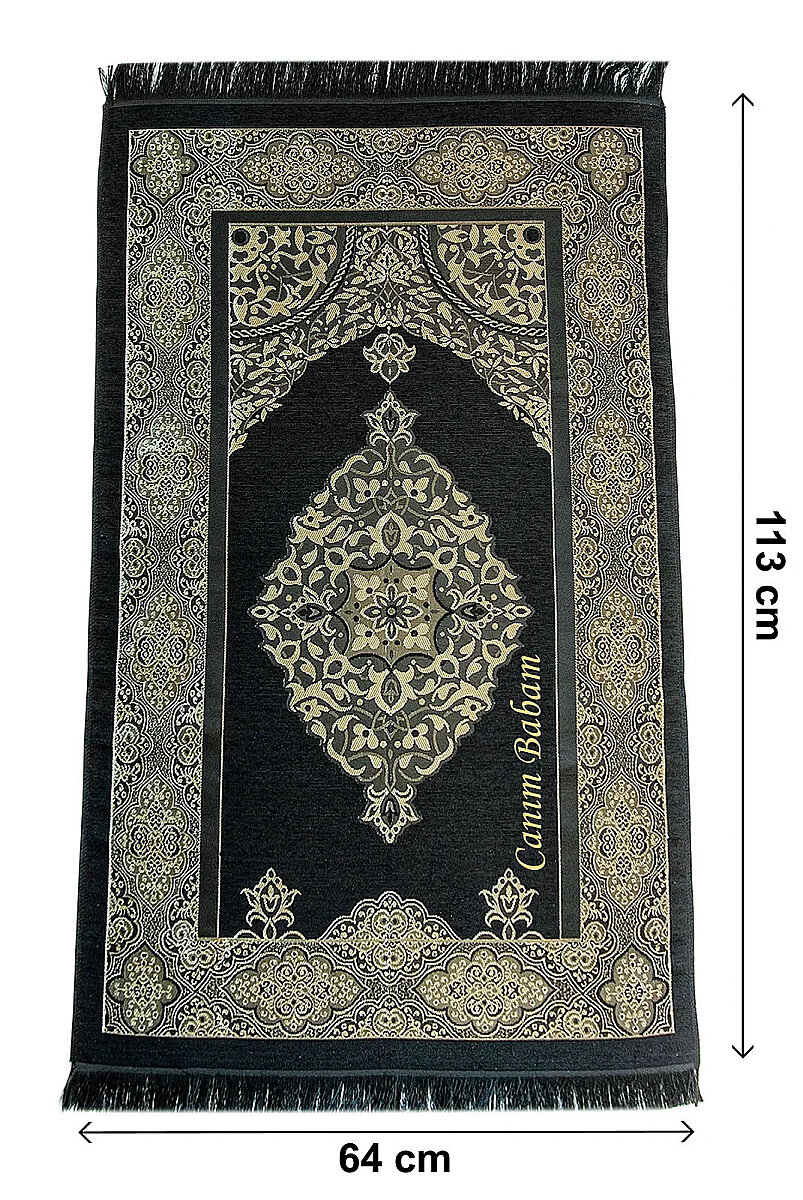 Canım Babam - Babalar Günü Hediyesi - Hediyelik Kişiye Özel İsimli Seccade Seti - Yasin Kitabı, Tesbih, Zikirmatik, Esans - Siyah - 3