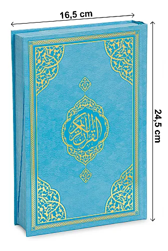 Çantalı Erkek Çocuk İbadet Seti Mavi Kabe Motifli İsimli Seccade Orta Boy Kuranı Kerim Tesbihli - 4