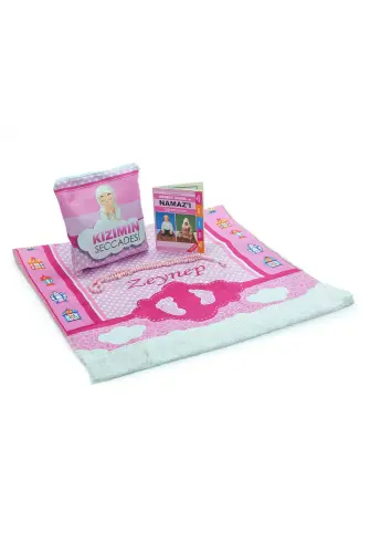 Çantalı Kız Çocuk İsimli Seccade, Tesbih, Namaz Öğreniyorum Kitabı Seti - ihvanonline (1)