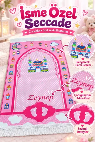 Çantalı Kız Çocuk İsimli Seccade, Tesbih, Namaz Öğreniyorum Kitabı Seti - 3