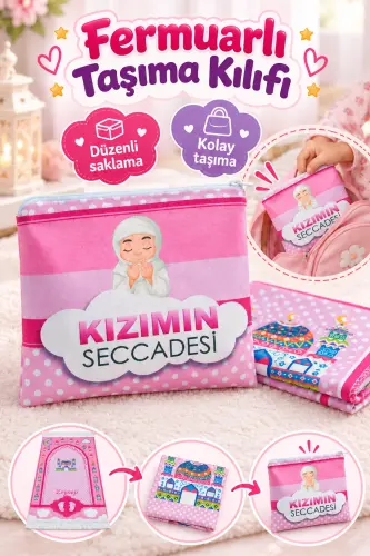 Çantalı Kız Çocuk İsimli Seccade, Tesbih, Namaz Öğreniyorum Kitabı Seti - 5