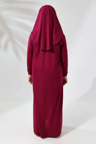 Çantalı Kız Çocuk Namaz Elbisesi, İsimli Seccade, Tesbih ve Namaz Öğreniyorum Kitabı Seti - Fuşya - 5