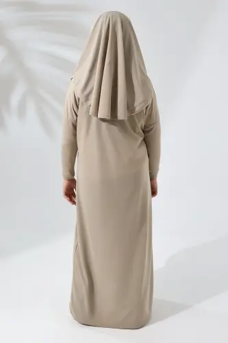 Çantalı Kız Çocuk Namaz Elbisesi, İsimli Seccade, Tesbih ve Namaz Öğreniyorum Kitabı Seti - Krem - 5