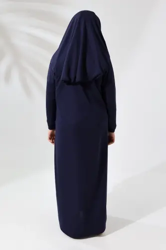 Çantalı Kız Çocuk Namaz Elbisesi, İsimli Seccade, Tesbih ve Namaz Öğreniyorum Kitabı Seti - Lacivert - 5