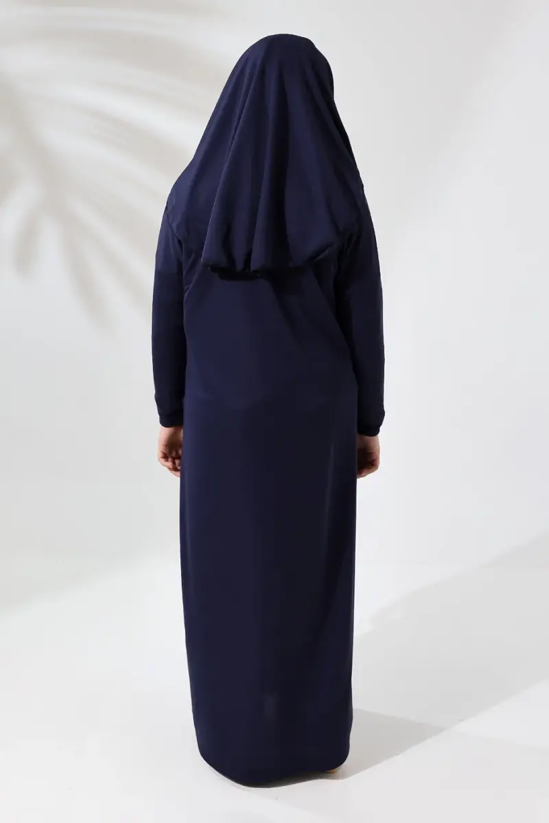 Çantalı Kız Çocuk Namaz Elbisesi, İsimli Seccade, Tesbih ve Namaz Öğreniyorum Kitabı Seti - Lacivert - 5