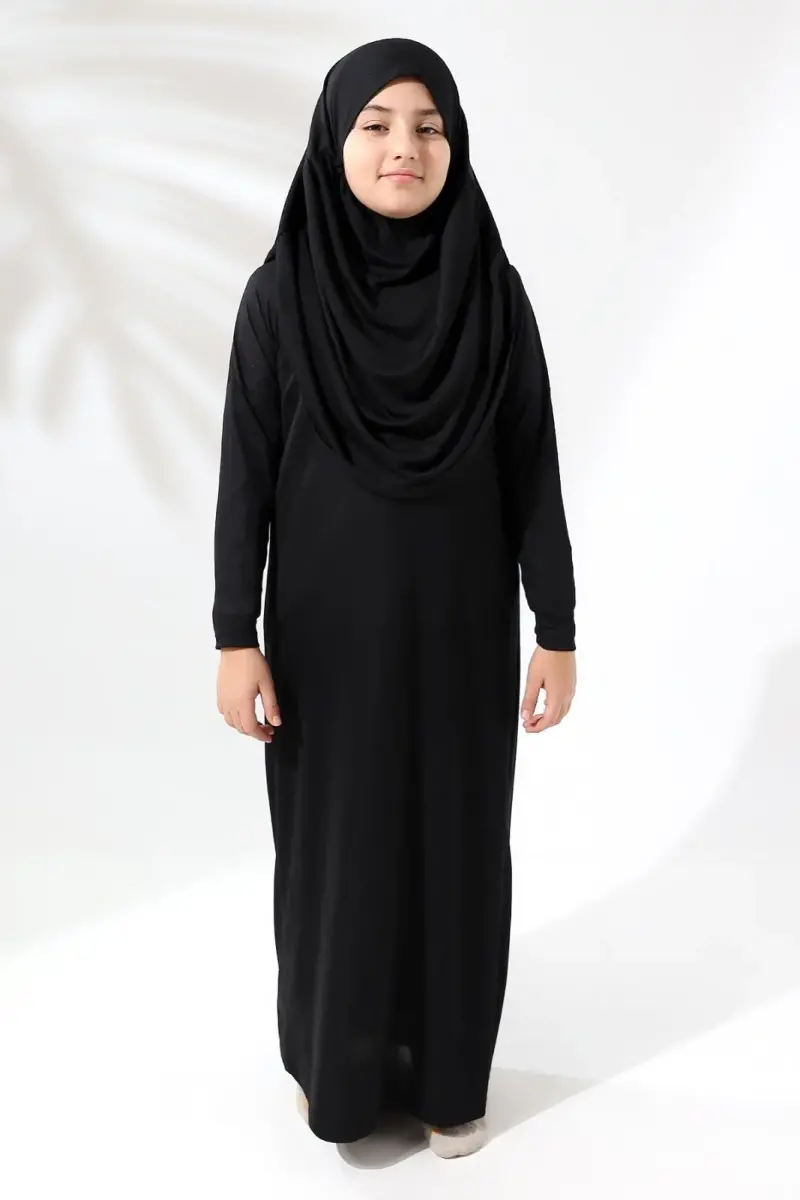 Çantalı Kız Çocuk Namaz Elbisesi, İsimli Seccade, Tesbih ve Namaz Öğreniyorum Kitabı Seti - Siyah - 4