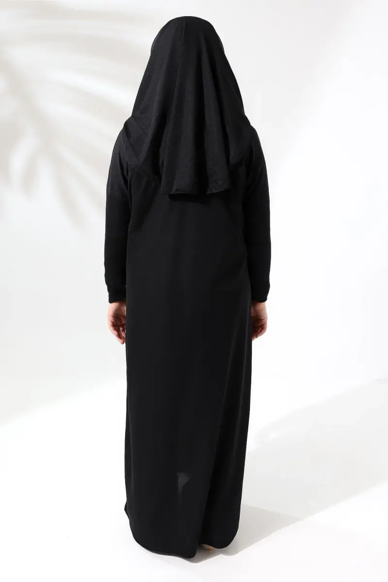 Çantalı Kız Çocuk Namaz Elbisesi, İsimli Seccade, Tesbih ve Namaz Öğreniyorum Kitabı Seti - Siyah - 5