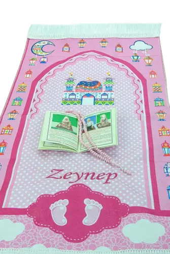 Çantalı Kız Çocuk Namaz Elbisesi, İsimli Seccade, Tesbih ve Namaz Öğreniyorum Kitabı Seti - Siyah - 6