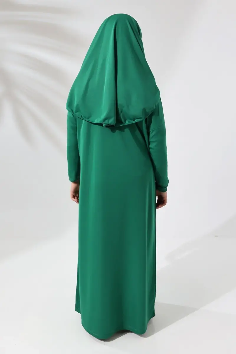 Çantalı Kız Çocuk Namaz Elbisesi, İsimli Seccade, Tesbih ve Namaz Öğreniyorum Kitabı Seti - Yeşil - 5