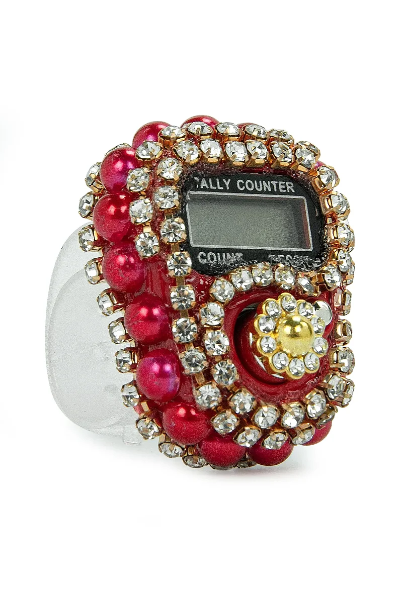 Çantalı Şal Seti – Takke, Tesbih ve Taşlı Zikirmatikli Hediye Seti - Mevlüt Hediyesi - Kırmızı - 7