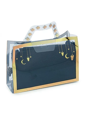 Çantalı Şal Seti – Takke, Tesbih ve Taşlı Zikirmatikli Hediye Seti - Mevlüt Hediyesi - Lacivert - 4