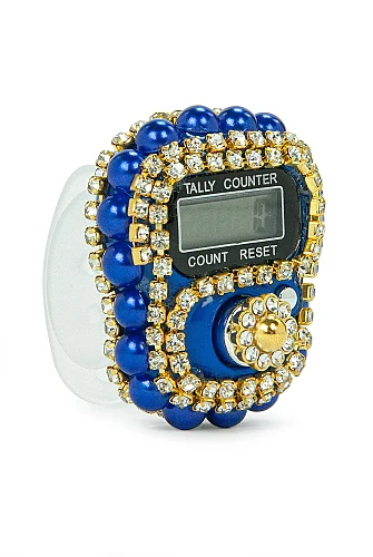 Çantalı Şal Seti – Takke, Tesbih ve Taşlı Zikirmatikli Hediye Seti - Mevlüt Hediyesi - Lacivert - 7