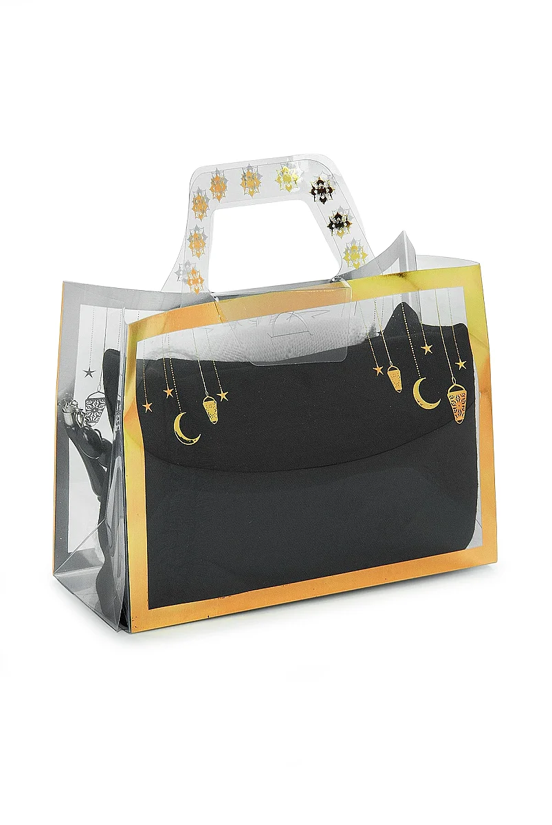 Çantalı Şal Seti – Takke, Tesbih ve Taşlı Zikirmatikli Hediye Seti - Mevlüt Hediyesi - Siyah - 5