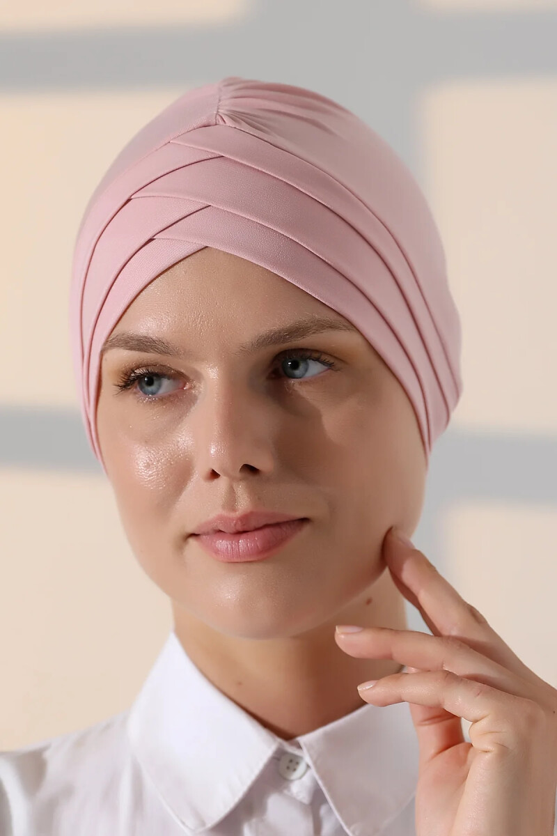 Çapraz 3 Bantlı Çift Taraflı Tesettür Bone Pembe - ihvanonline