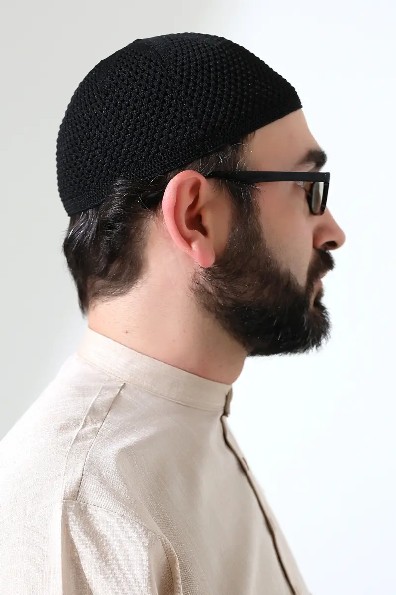 Çelik Örme Namaz Takkesi Siyah - 4