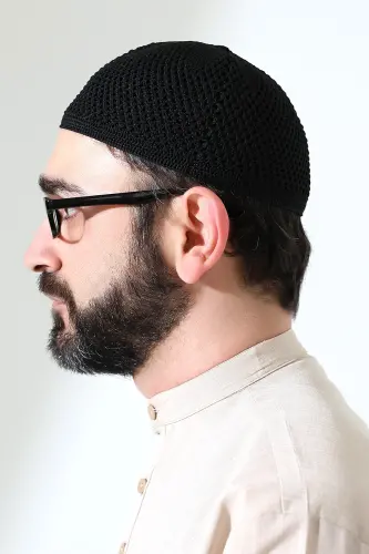 Çelik Örme Namaz Takkesi Siyah - 5