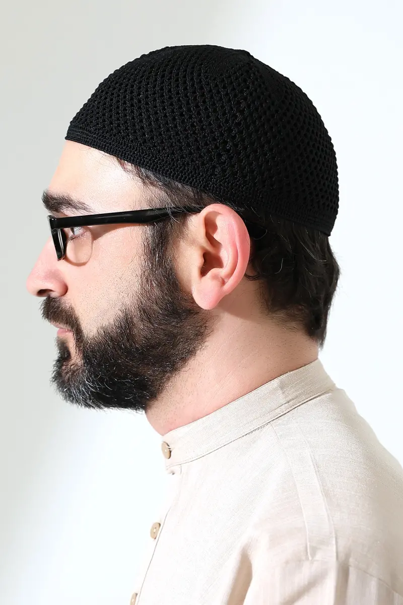 Çelik Örme Namaz Takkesi Siyah - 5