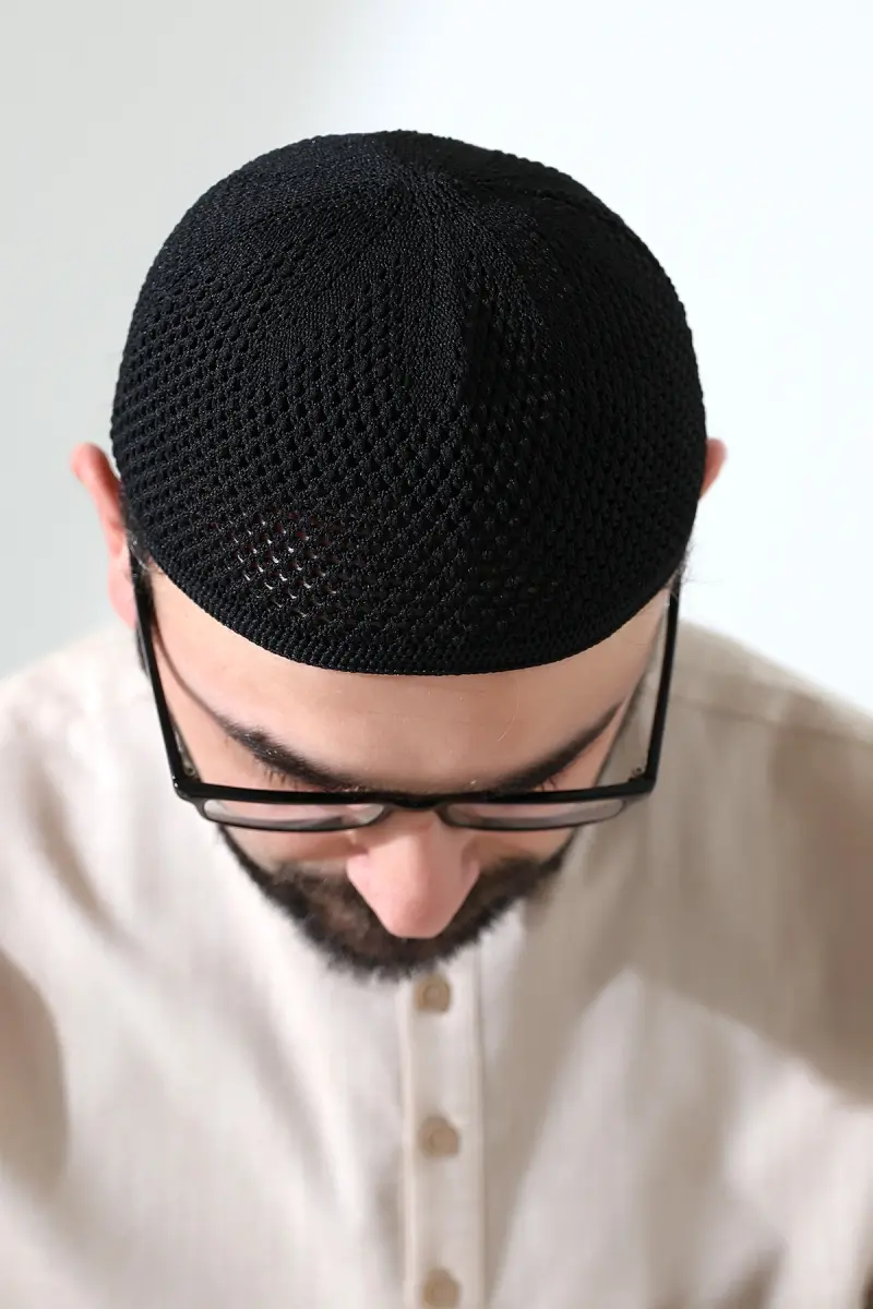 Çelik Örme Namaz Takkesi Siyah - 6