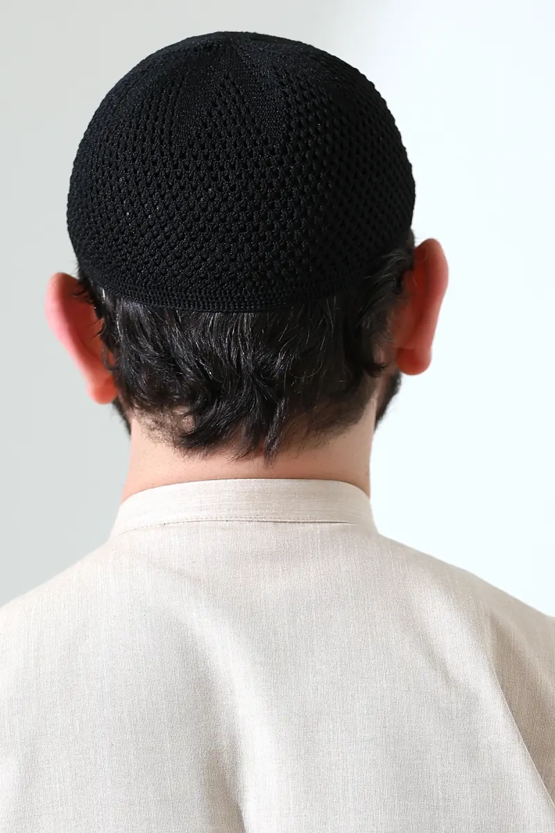 Çelik Örme Namaz Takkesi Siyah - 7