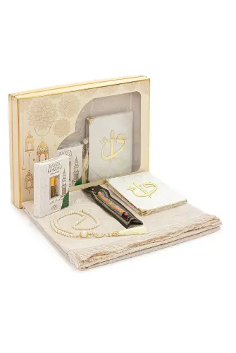 Çeyizlik Gelin Seccade Seti Kutulu Dini Ramazan Hediyelik Bohça Seti - 1