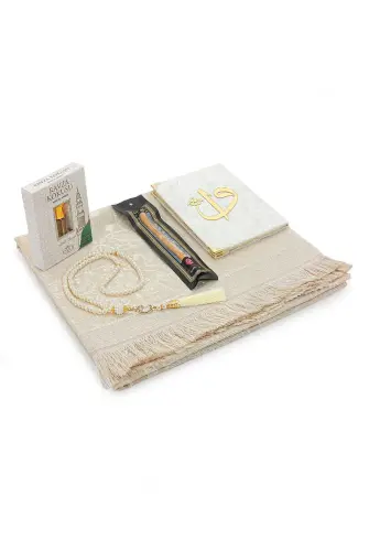 Çeyizlik Gelin Seccade Seti Kutulu Dini Ramazan Hediyelik Bohça Seti - 3