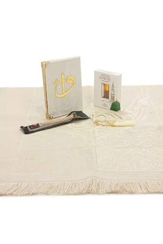 Çeyizlik Gelin Seccade Seti Kutulu Dini Ramazan Hediyelik Bohça Seti - 4