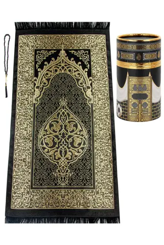 Çeyizlik Hediyelik Silindir Kutulu, İnci Tesbihli Seccade Seti - Yeni Kabeli 