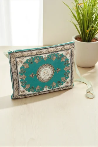 Çeyizlik Kadife Orta Boy Kuran Çantası – Fermuarlı Askılı - 1