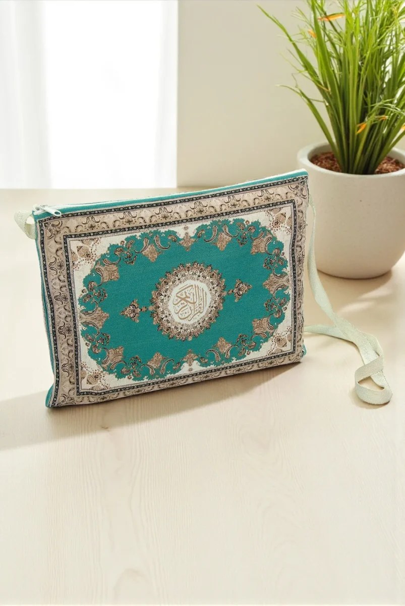 Çeyizlik Kadife Orta Boy Kuran Çantası – Fermuarlı Askılı - 1