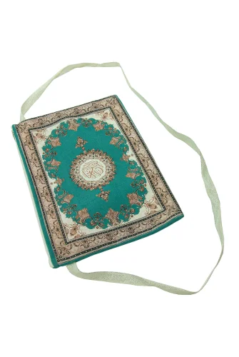 Çeyizlik Kadife Orta Boy Kuran Çantası – Fermuarlı Askılı - 5